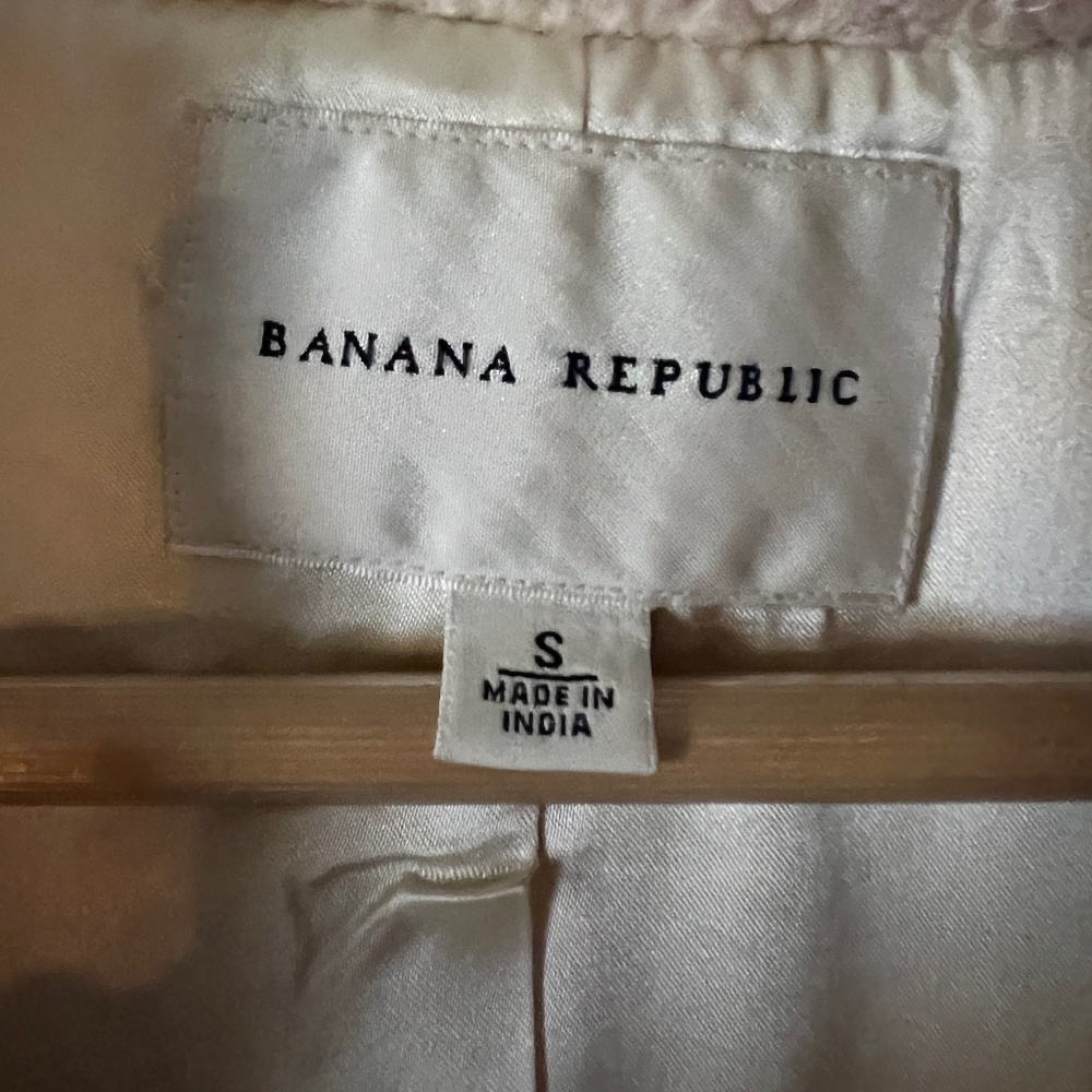 Banana Republic Pink Cream Wool Coat Sequins Small - Picture 2 of 5